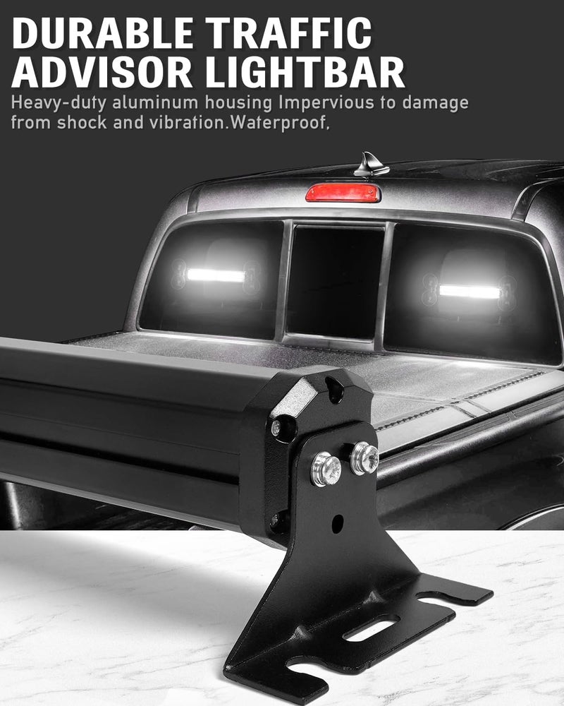 HLauto 1002L Emergency Strobe Traffic Advisor Light Bar: 40 LED Dash Safety Warning Flashing Light, Front/Rear Windshield Visor Lights for Construction Vehicle, Tow/Plow Truck (2x10.7inch, White) - Image 5